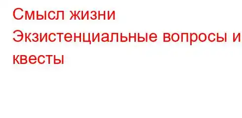 Смысл жизни Экзистенциальные вопросы и квесты