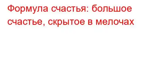 Формула счастья: большое счастье, скрытое в мелочах